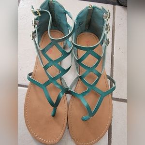 Justfab green sandals size 11